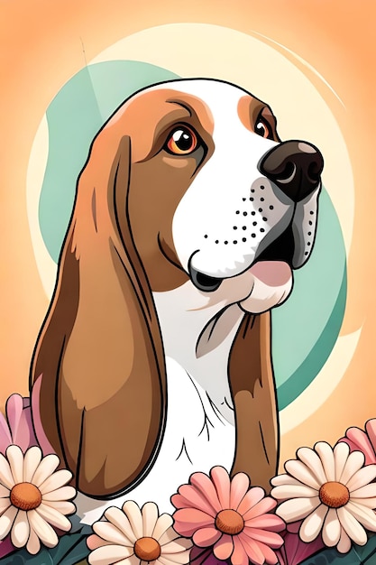 ADESIVO ilustração de uma linda cabeça de Basset Hound