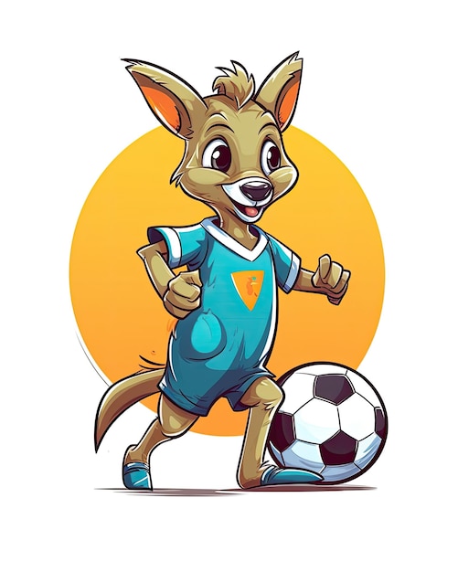 Foto adesivo kangroo jogando futebol com fundo ai gerado