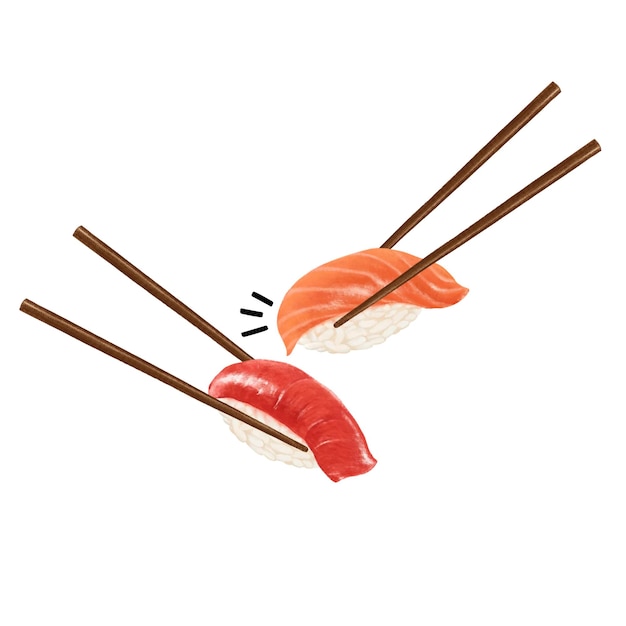 adesivo png de sushi de salmão e atum com fundo transparente
