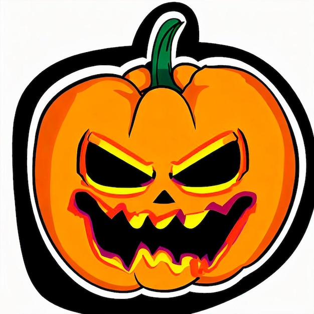 adesivo vetorial de halloween de abóbora que é fácil de cortar estilo de anime de cores brilhantes de clipart