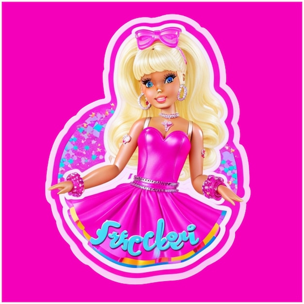 Adesivos bonitos da boneca barbie disco rosa design