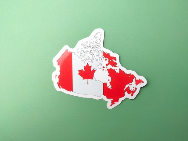 Adesivos de bandeira do Canadá em um fundo verde