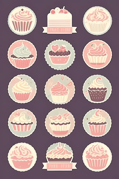 Foto adesivos de clipart de cupcake