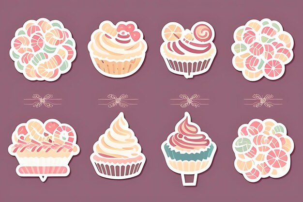 Foto adesivos de clipart de cupcake