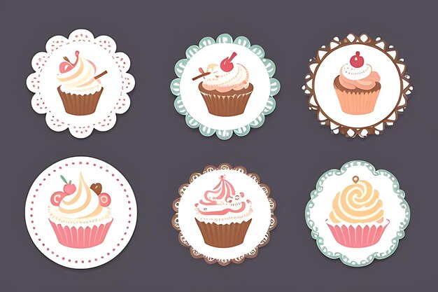 Foto adesivos de clipart de cupcake