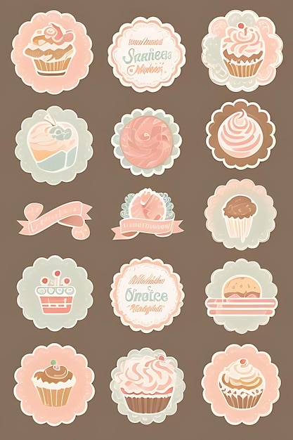 adesivos de clipart de cupcake