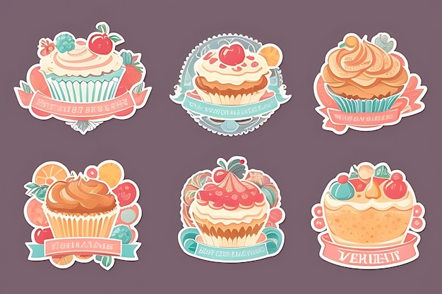 adesivos de clipart de cupcake