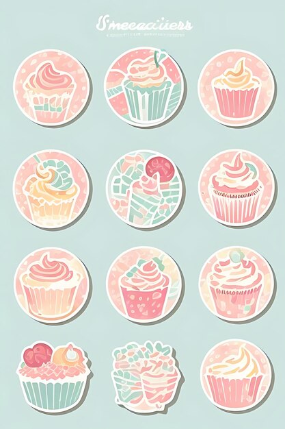 Foto adesivos de clipart de cupcake