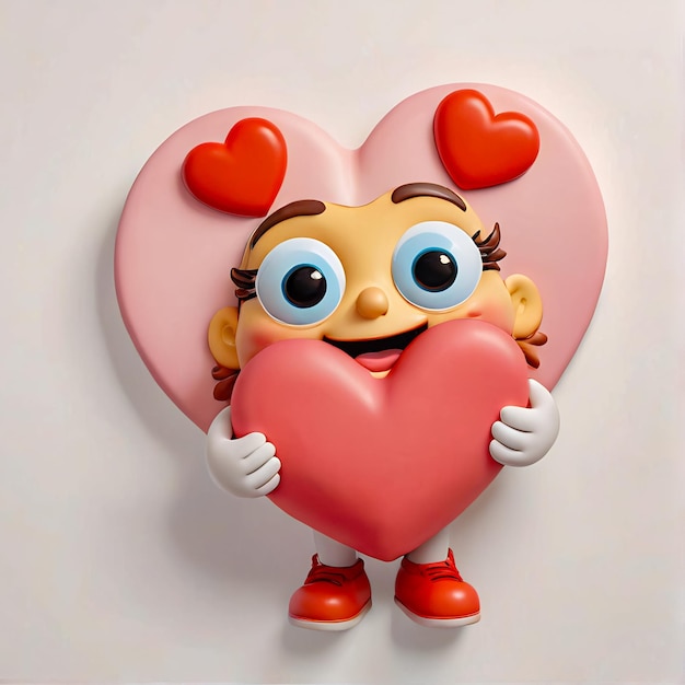 Foto adesivos de desenho animado de coração 3d adesivo com coração