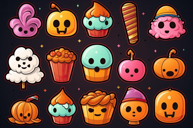 adesivos de doces de Halloween ai generativo