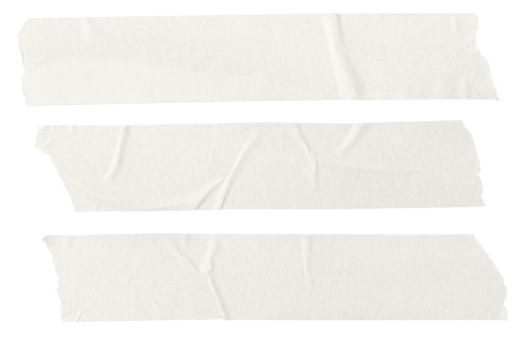Foto adesivos de fita de pintores em branco isolados em fundo branco