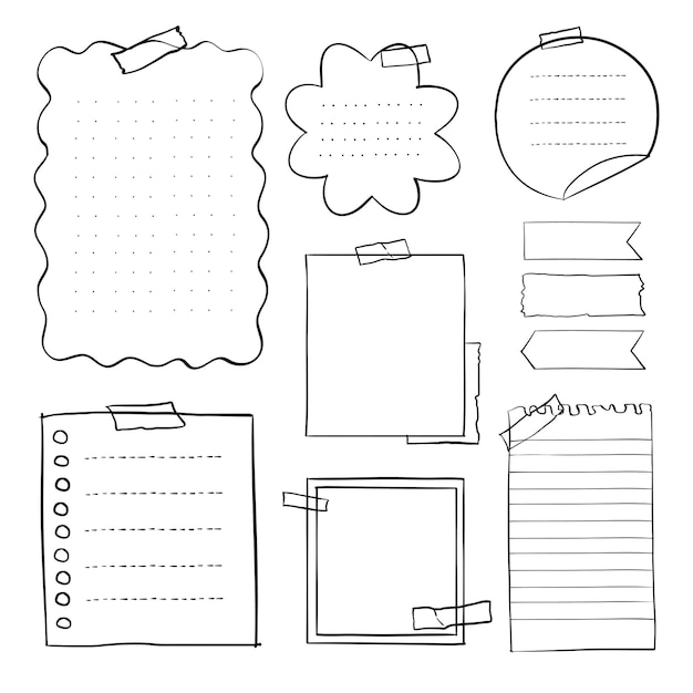 adesivos digitais png set em estilo desenhado à mão