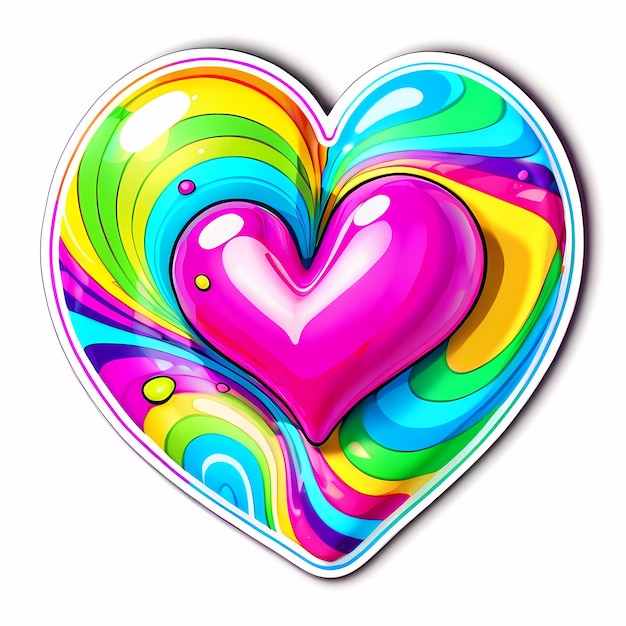 adesivos em forma de coração 3d corações com diferentes desenhos de forma de coração adesivos de estilo de desenho animado conjunto