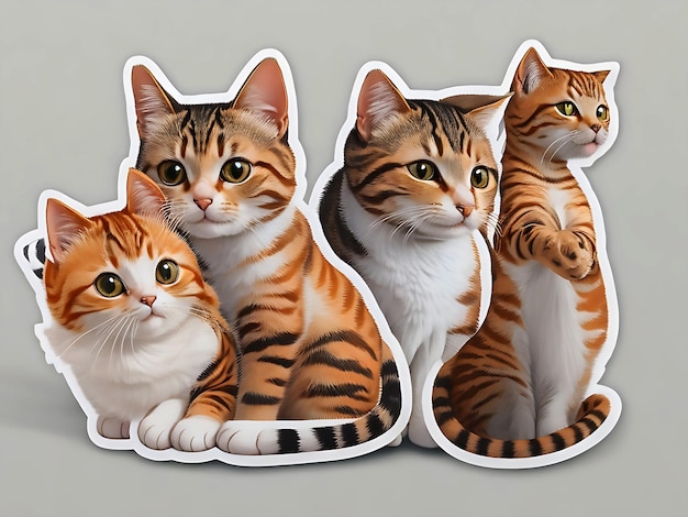 adesivos gatos engraçados estilo desenho animado Doodle
