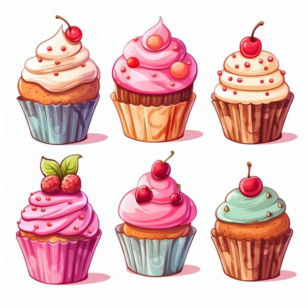 Foto adesivos imprimíveis cupcakes arte