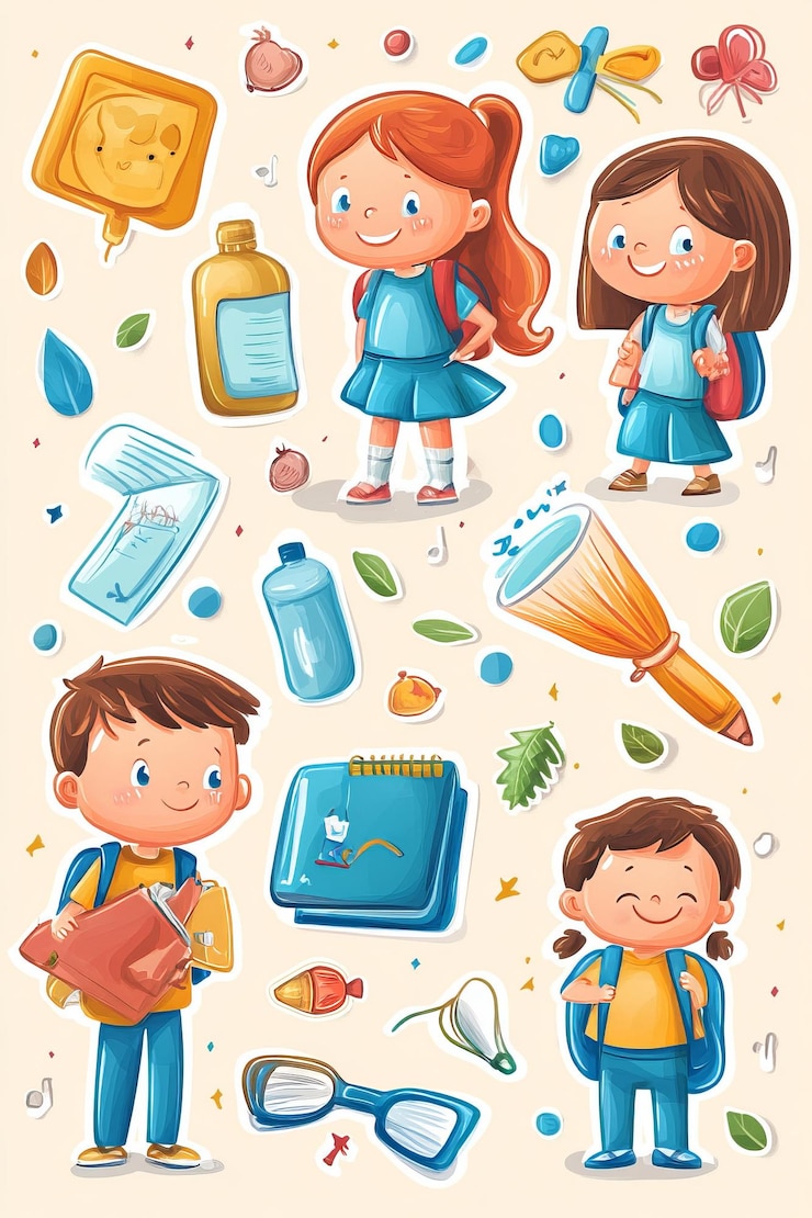 Foto adhesivas escolares etiquetas de clipart ilustración de stock