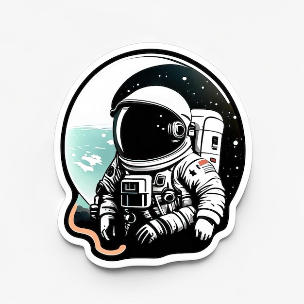 Adhesivo de astronauta minimalista