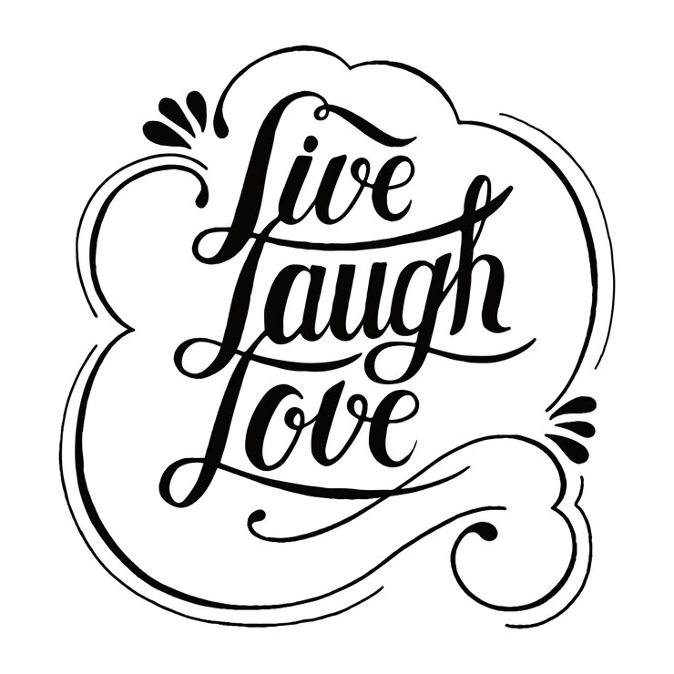 Foto adhesivo de caligrafía png el amor en vivo se ríe