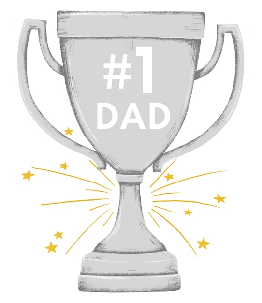 Adhesivo de celebración del día del padre png 1 ilustración del trofeo del padre fondo transparente