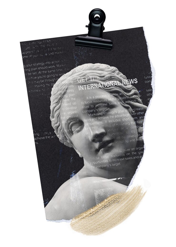 Foto adhesivo de collage de papel png femenino de fondo transparente