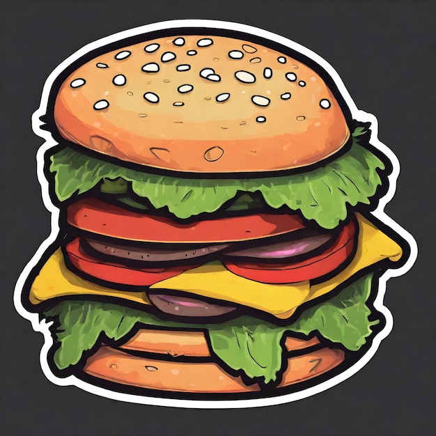 Foto adhesivo de dibujo de hamburguesas de carne