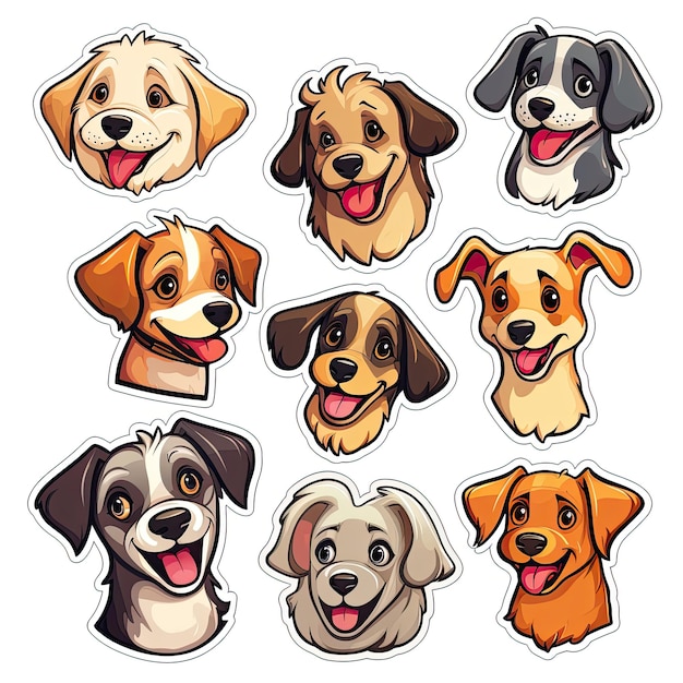 Adhesivo de dibujos animados de perros lindo Ilustración vectorial para su diseño