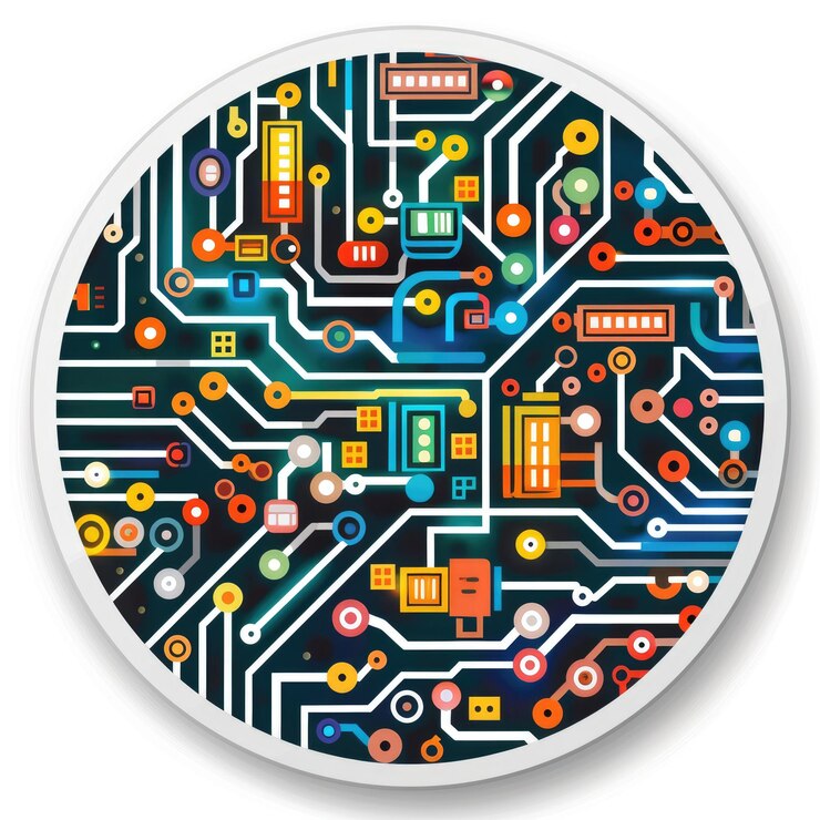 Foto adhesivo de dibujos animados para tecnología concepto creativo para presentaciones tecnológicas desarrollo de software tutoriales de codificación y proyectos de diseño digital