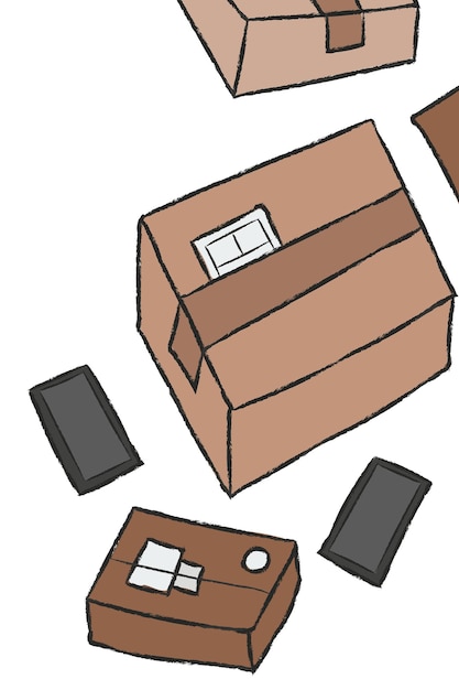 Adhesivo de doodle para la entrega de paquetes de PNG
