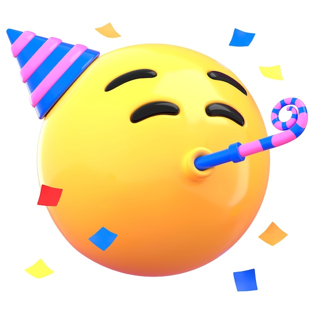 Adhesivo de emoticon de fiesta PNG 3D de fondo transparente