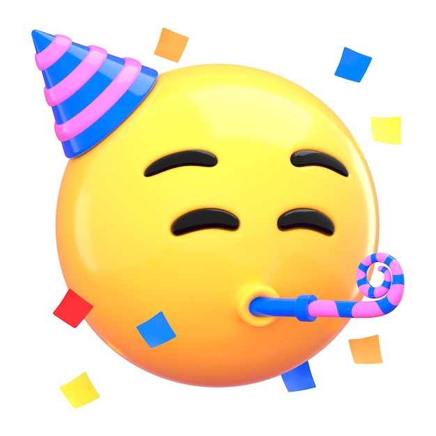 Adhesivo de emoticon de fiesta PNG 3D de fondo transparente