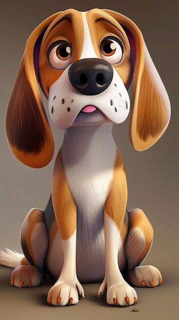 Adhesivo de estilo Beagle de dibujos animados de fondo blanco