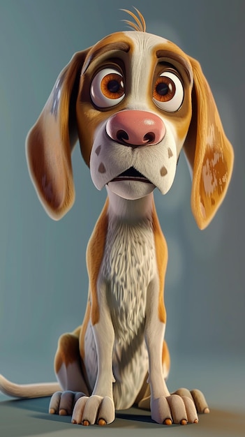 Adhesivo de estilo Beagle de dibujos animados de fondo blanco