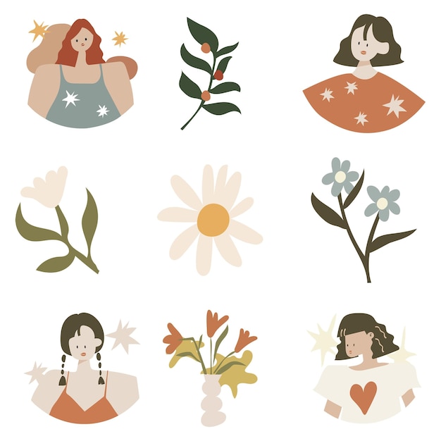 Adhesivo de garabateo femenino png transparente colección de ilustraciones de tierra linda