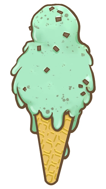 Adhesivo de helado de chocolate de menta png de fondo transparente