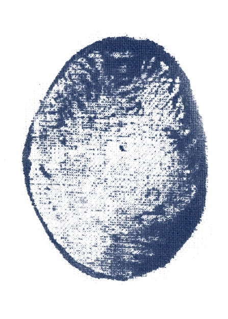 Adhesivo de impresión en bloque png ovalado azul