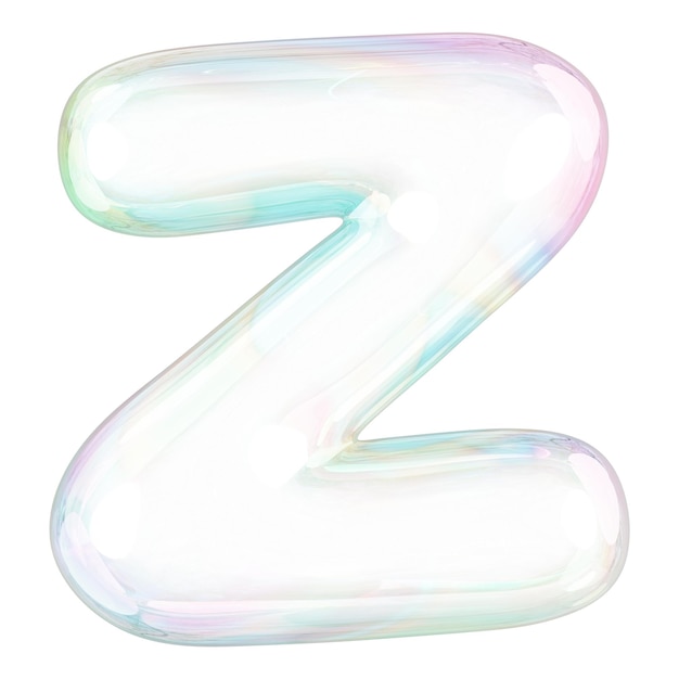 Adhesivo de letra Z png burbuja holográfica transparente en 3D