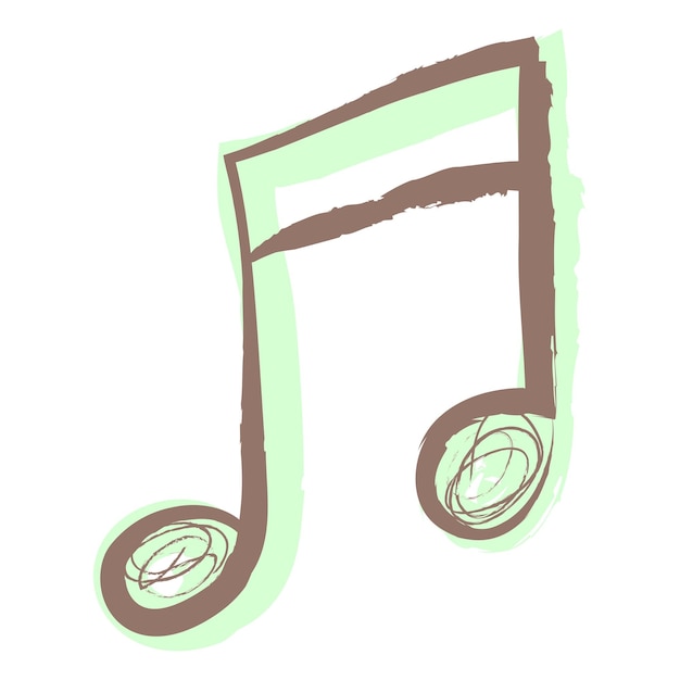 Adhesivo de nota png de música verde garabateo pastel en diseño estético sobre fondo transparente