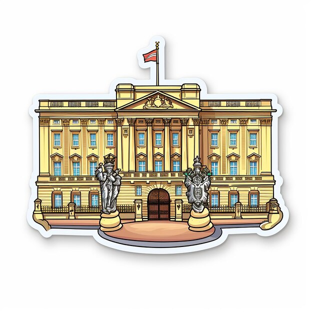 Foto adhesivo del palacio de buckingham colores planos fondo blanco