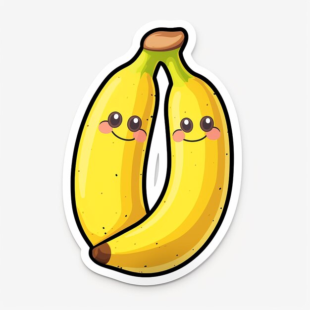 Foto adhesivo de plátano con fondo blanco
