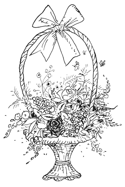 Adhesivo png de canasta de flores vintage remezclado de las obras de arte de Leo Gestel