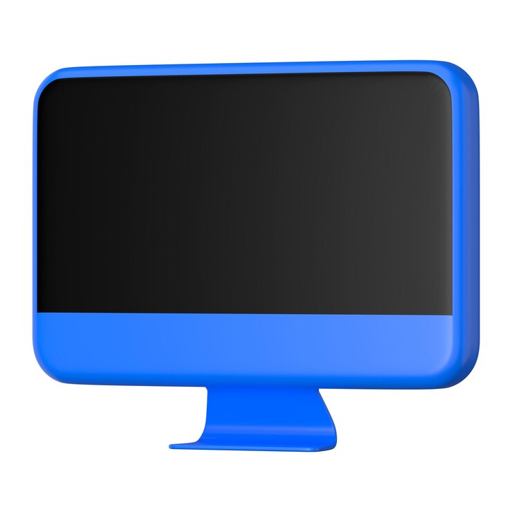 Foto adhesivo png de computadora 3d azul de fondo transparente