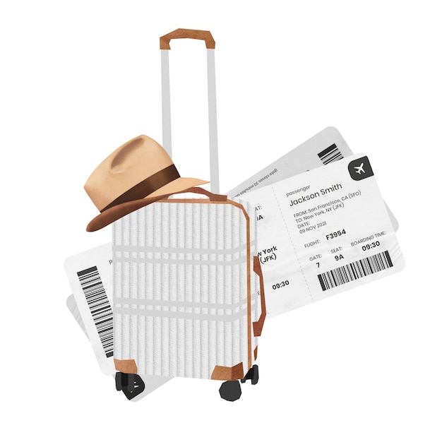 Adhesivo png para equipaje de viaje collage estético fondo transparente
