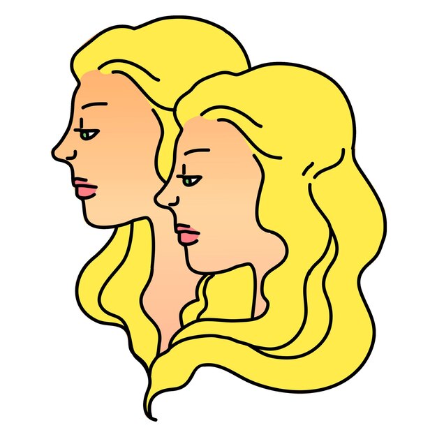 Adhesivo png de gemelos diseño de garabateo del horóscopo de gemelos