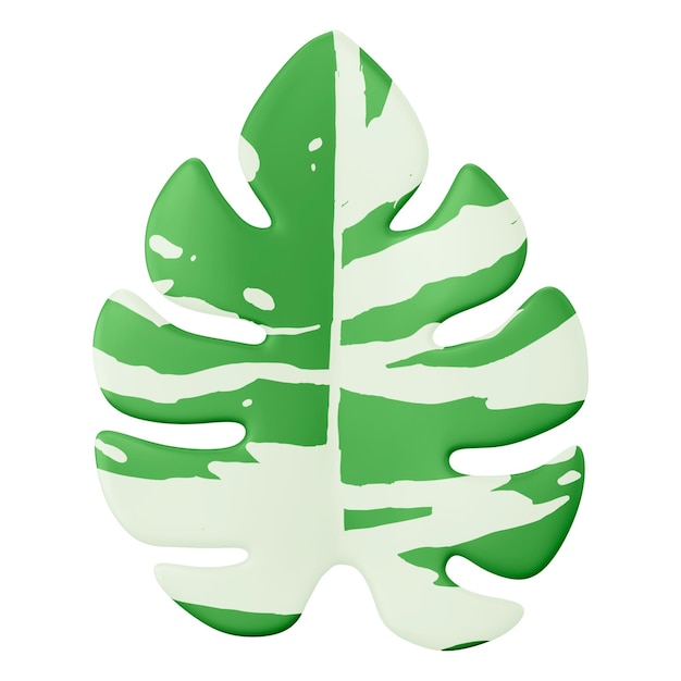 Adhesivo png de hoja de palma con fondo transparente de dibujos animados botánicos en 3D
