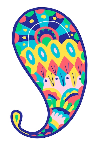 Adhesivo png con patrón de paisley de colores