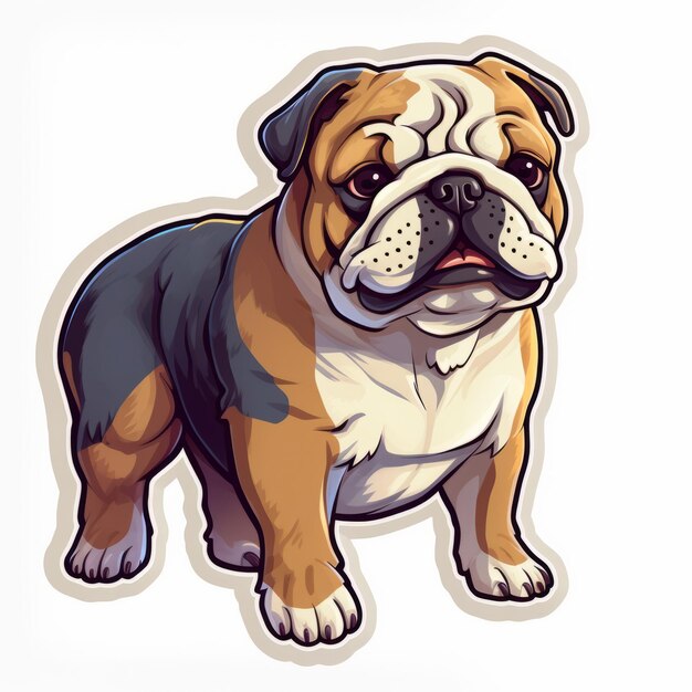 Adhesivo realista de bulldog en estilo de arte cómico