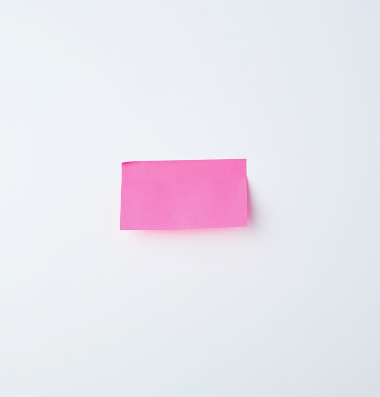 Foto adhesivo rectangular rosa sobre blanco
