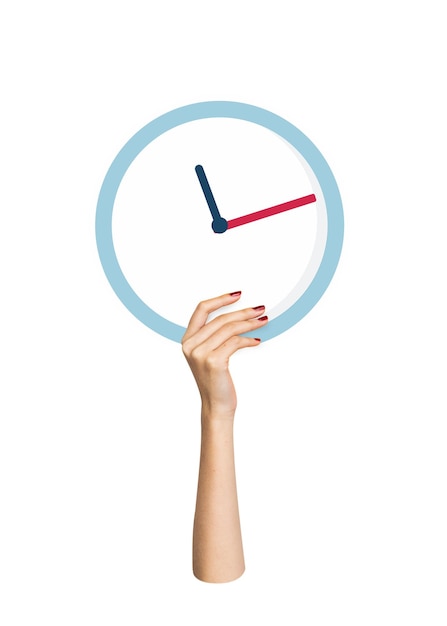 Adhesivo de reloj png de mano con fondo transparente