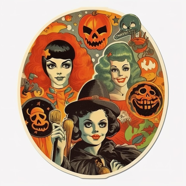 Adhesivo retro de Halloween