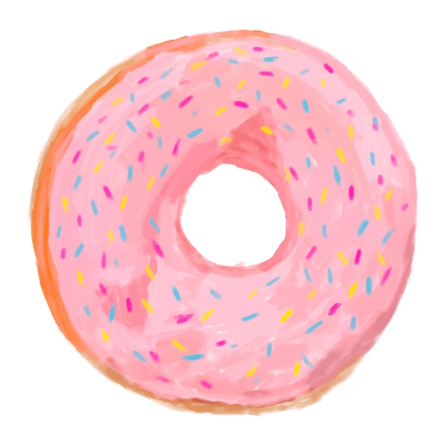 Adhesivo de rosquilla rosada con fondo transparente
